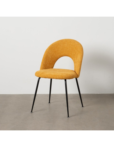 Chaise arrondie mid-century moderne en Tissu Jaune moutarde Métal Noir Bayani (Lot de 4) - 10