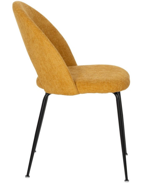 Chaise arrondie mid-century moderne en Tissu Jaune moutarde Métal Noir Bayani (Lot de 4) - 2