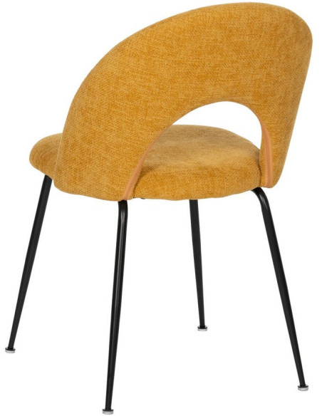Chaise arrondie mid-century moderne en Tissu Jaune moutarde Métal Noir Bayani (Lot de 4) - 3