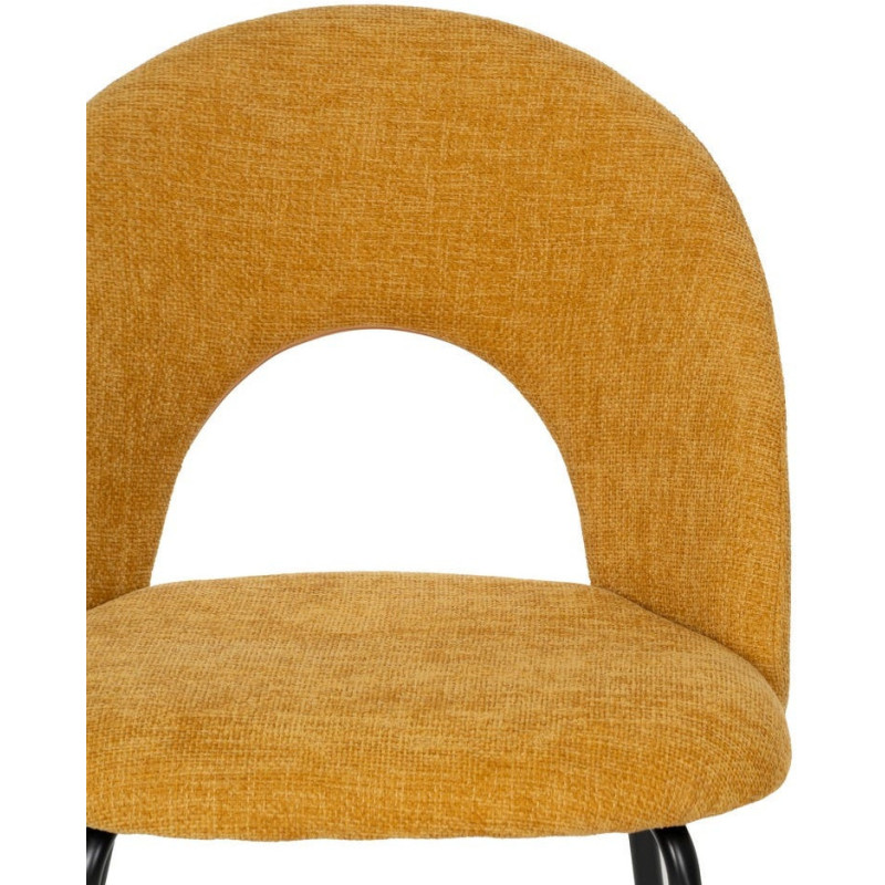 Chaise arrondie mid-century moderne en Tissu Jaune moutarde Métal Noir Bayani (Lot de 4) - 4