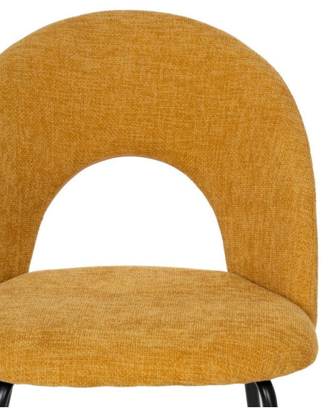 Chaise arrondie mid-century moderne en Tissu Jaune moutarde Métal Noir Bayani (Lot de 4) - 4
