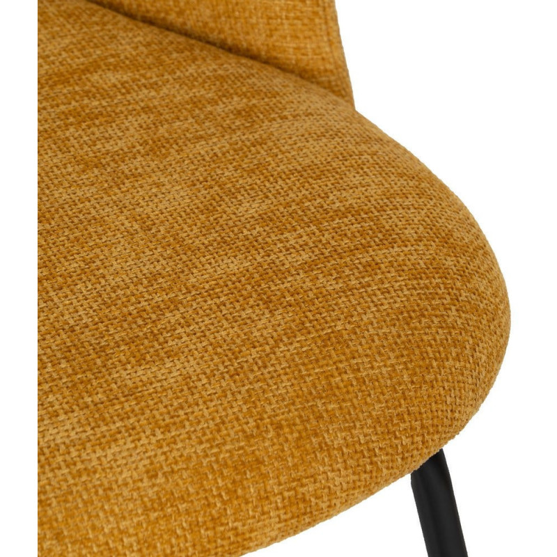Chaise arrondie mid-century moderne en Tissu Jaune moutarde Métal Noir Bayani (Lot de 4) - 6