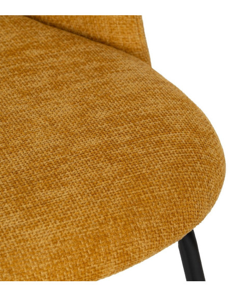 Chaise arrondie mid-century moderne en Tissu Jaune moutarde Métal Noir Bayani (Lot de 4) - 6