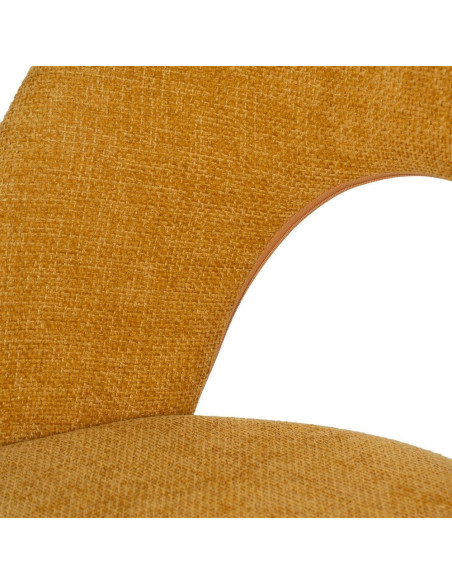 Chaise arrondie mid-century moderne en Tissu Jaune moutarde Métal Noir Bayani (Lot de 4) - 7