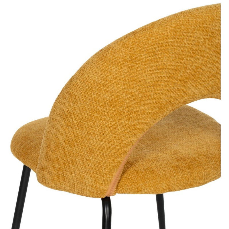 Chaise arrondie mid-century moderne en Tissu Jaune moutarde Métal Noir Bayani (Lot de 4) - 8