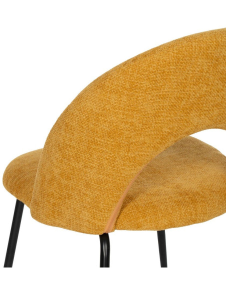 Chaise arrondie mid-century moderne en Tissu Jaune moutarde Métal Noir Bayani (Lot de 4) - 8