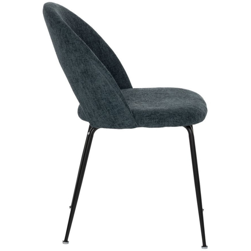 Chaise arrondie mid-century moderne en Tissu Bleu Métal Noir Bayani (Lot de 4) - 3