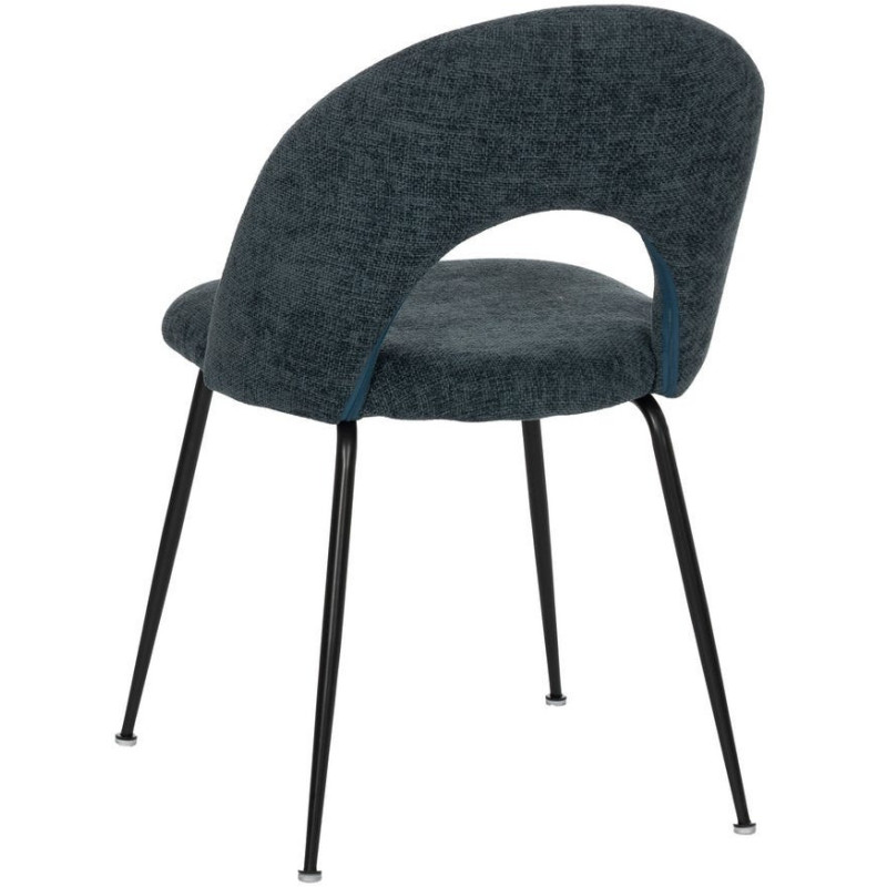 Chaise arrondie mid-century moderne en Tissu Bleu Métal Noir Bayani (Lot de 4) - 4