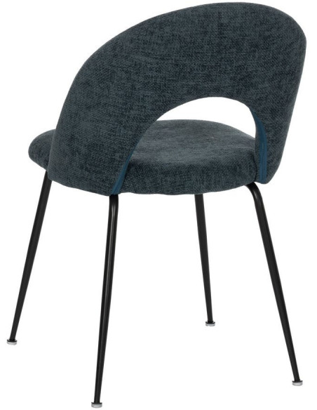 Chaise arrondie mid-century moderne en Tissu Bleu Métal Noir Bayani (Lot de 4) - 4