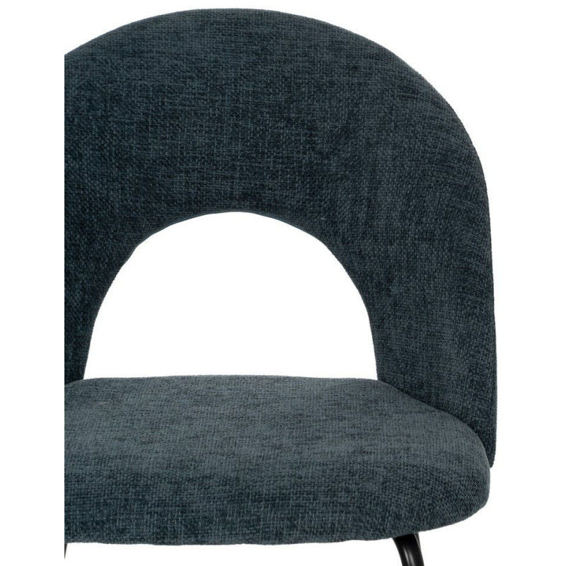 Chaise arrondie mid-century moderne en Tissu Bleu Métal Noir Bayani (Lot de 4) - 5