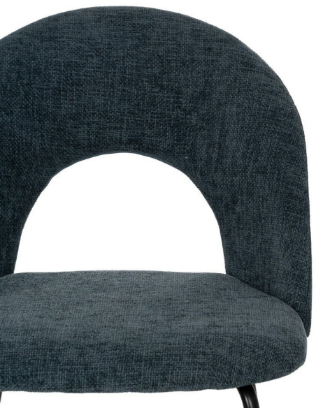 Chaise arrondie mid-century moderne en Tissu Bleu Métal Noir Bayani (Lot de 4) - 5