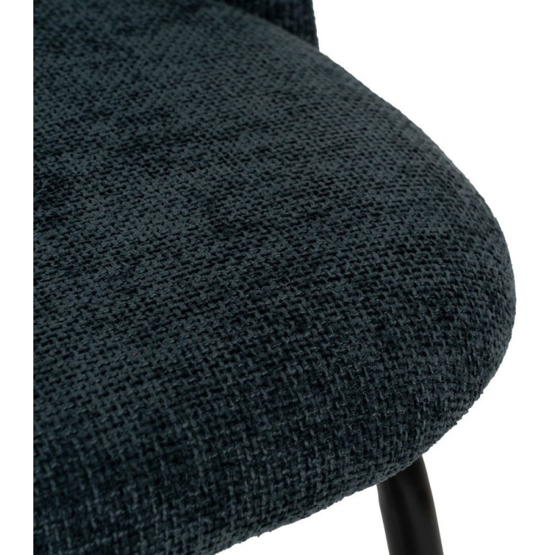 Chaise arrondie mid-century moderne en Tissu Bleu Métal Noir Bayani (Lot de 4) - 7