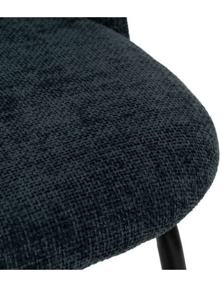 Chaise arrondie mid-century moderne en Tissu Bleu Métal Noir Bayani (Lot de 4) - 7