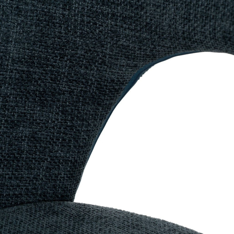 Chaise arrondie mid-century moderne en Tissu Bleu Métal Noir Bayani (Lot de 4) - 8