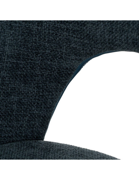 Chaise arrondie mid-century moderne en Tissu Bleu Métal Noir Bayani (Lot de 4) - 8