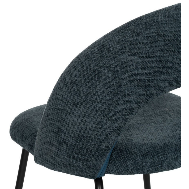 Chaise arrondie mid-century moderne en Tissu Bleu Métal Noir Bayani (Lot de 4) - 9