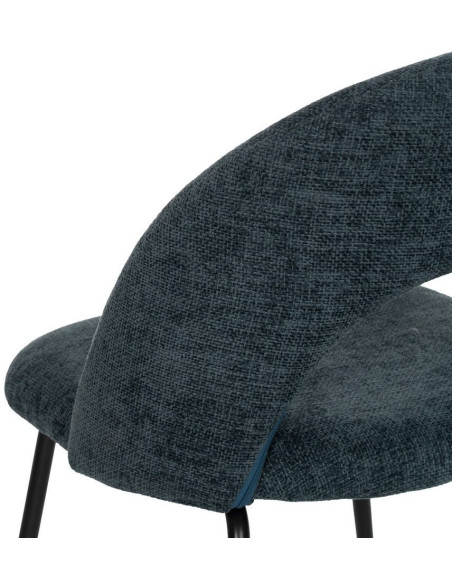Chaise arrondie mid-century moderne en Tissu Bleu Métal Noir Bayani (Lot de 4) - 9
