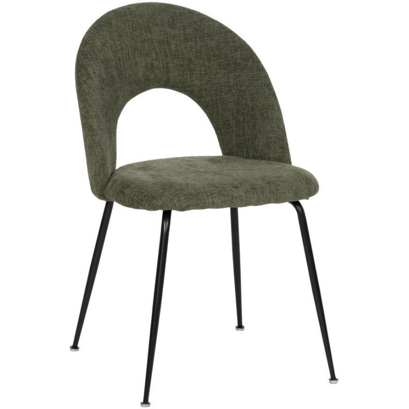 Chaise arrondie mid-century moderne en Tissu Vert Métal Noir Bayani (Lot de 4) - 1
