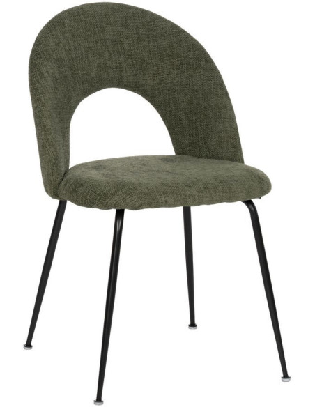 Chaise arrondie mid-century moderne en Tissu Vert Métal Noir Bayani (Lot de 4) - 1