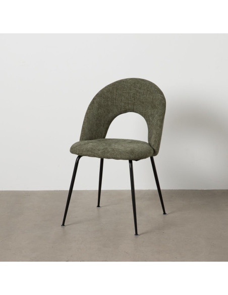 Chaise arrondie mid-century moderne en Tissu Vert Métal Noir Bayani (Lot de 4) - 10