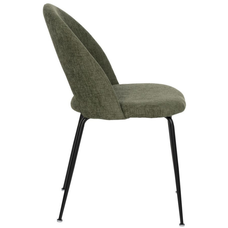 Chaise arrondie mid-century moderne en Tissu Vert Métal Noir Bayani (Lot de 4) - 2