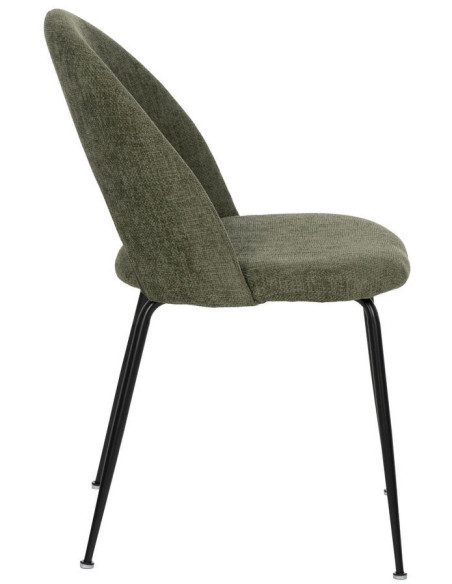 Chaise arrondie mid-century moderne en Tissu Vert Métal Noir Bayani (Lot de 4) - 2