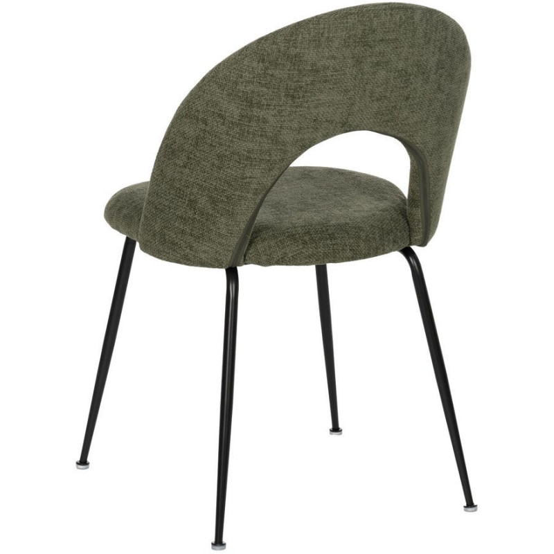 Chaise arrondie mid-century moderne en Tissu Vert Métal Noir Bayani (Lot de 4) - 3