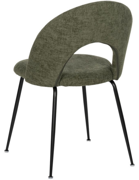 Chaise arrondie mid-century moderne en Tissu Vert Métal Noir Bayani (Lot de 4) - 3