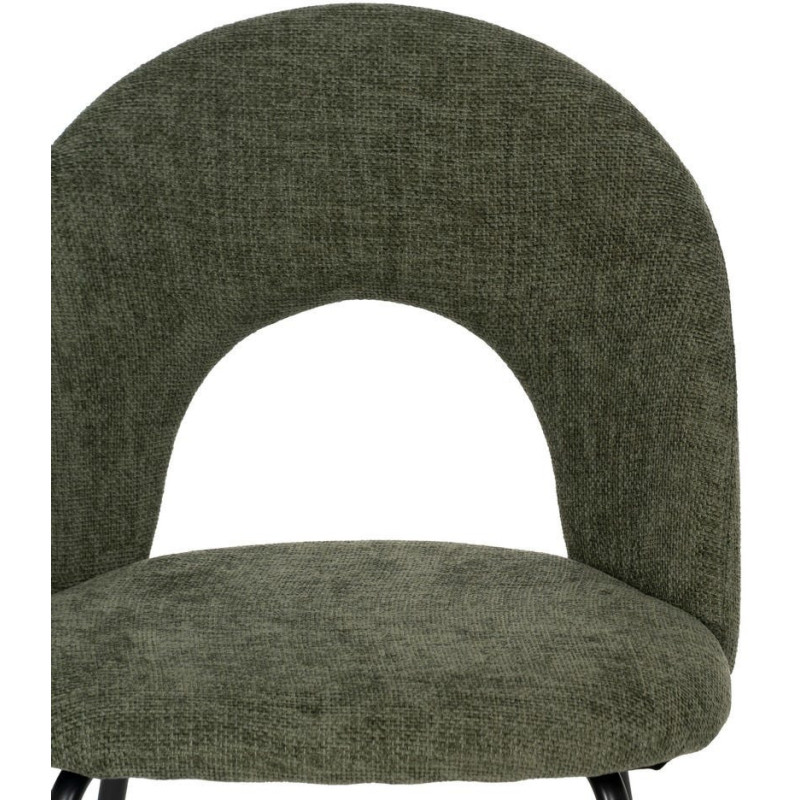 Chaise arrondie mid-century moderne en Tissu Vert Métal Noir Bayani (Lot de 4) - 4