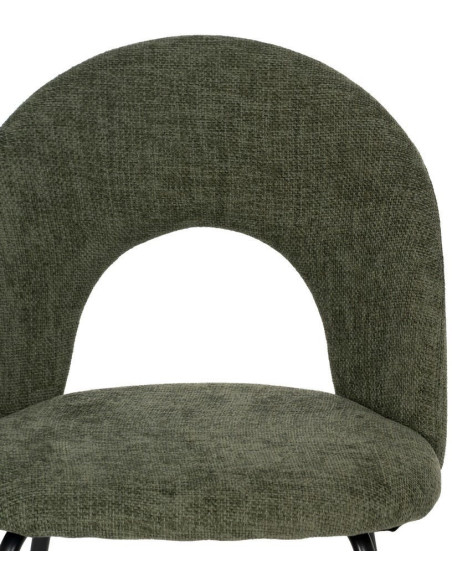Chaise arrondie mid-century moderne en Tissu Vert Métal Noir Bayani (Lot de 4) - 4