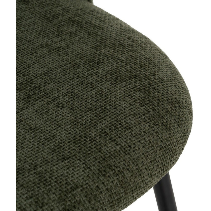 Chaise arrondie mid-century moderne en Tissu Vert Métal Noir Bayani (Lot de 4) - 6