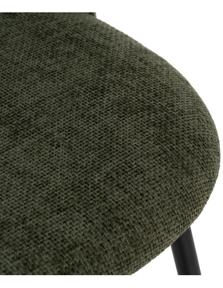 Chaise arrondie mid-century moderne en Tissu Vert Métal Noir Bayani (Lot de 4) - 6