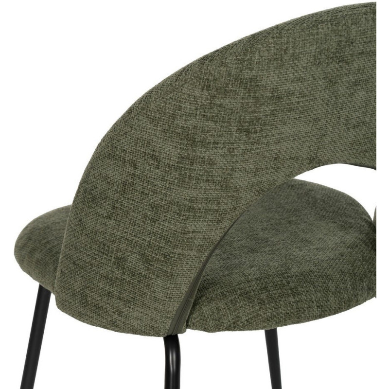 Chaise arrondie mid-century moderne en Tissu Vert Métal Noir Bayani (Lot de 4) - 8