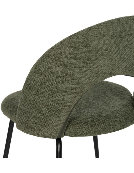 Chaise arrondie mid-century moderne en Tissu Vert Métal Noir Bayani (Lot de 4) - 8