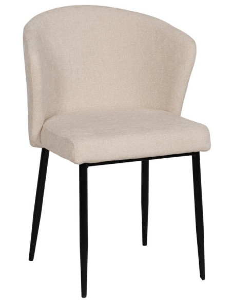 Chaise moderne chic en Tissu Blanc Métal Noir Tanoya (Lot de 2) - 1