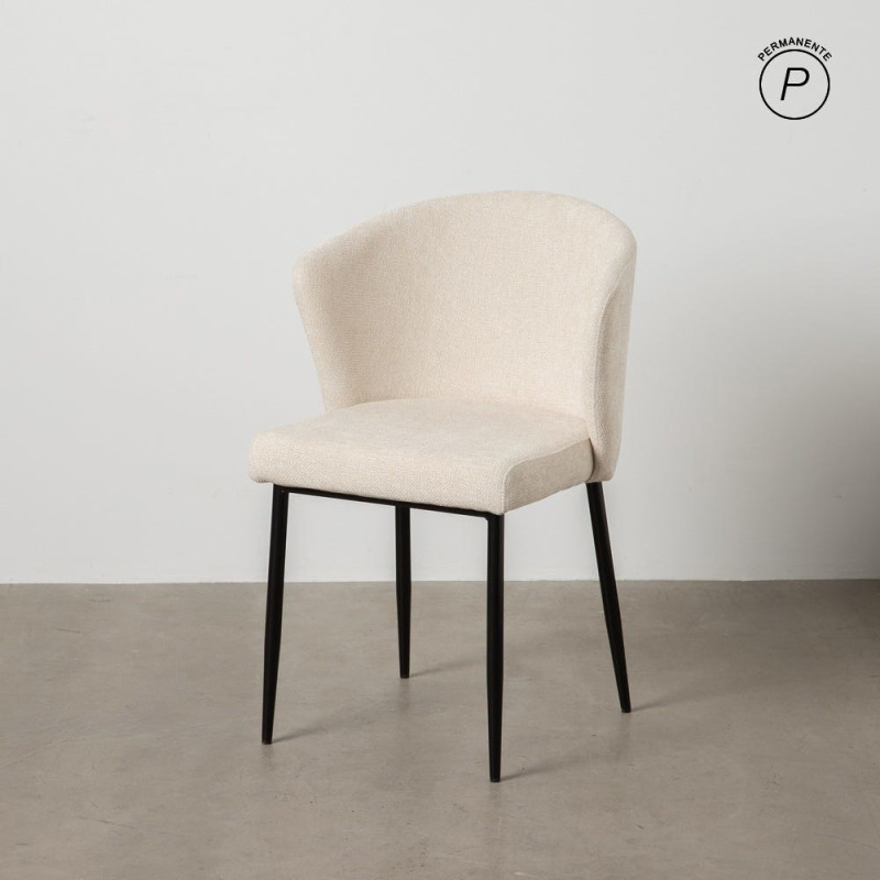 Chaise moderne chic en Tissu Blanc Métal Noir Tanoya (Lot de 2) - 2