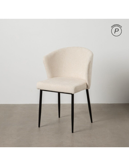 Chaise moderne chic en Tissu Blanc Métal Noir Tanoya (Lot de 2) - 2