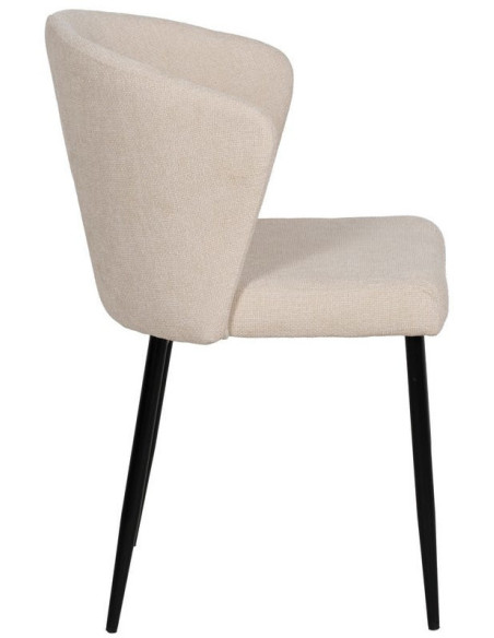 Chaise moderne chic en Tissu Blanc Métal Noir Tanoya (Lot de 2) - 3