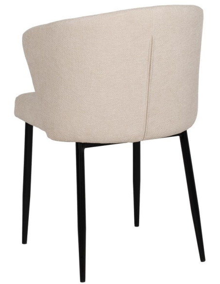 Chaise moderne chic en Tissu Blanc Métal Noir Tanoya (Lot de 2) - 4