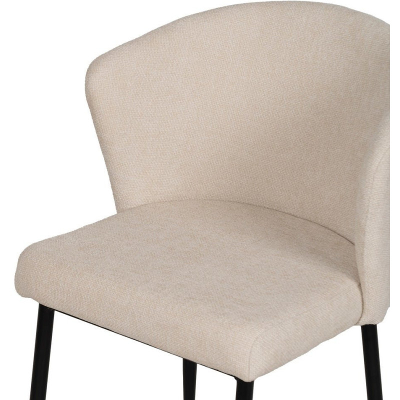 Chaise moderne chic en Tissu Blanc Métal Noir Tanoya (Lot de 2) - 6