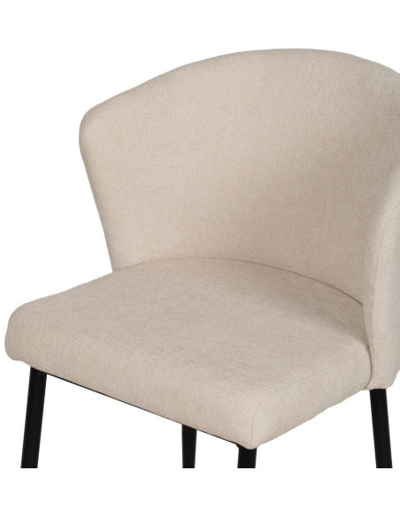 Chaise moderne chic en Tissu Blanc Métal Noir Tanoya (Lot de 2) - 6