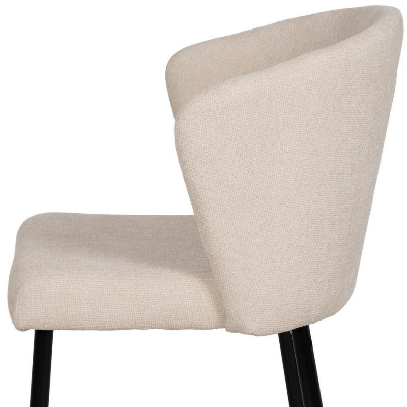 Chaise moderne chic en Tissu Blanc Métal Noir Tanoya (Lot de 2) - 7