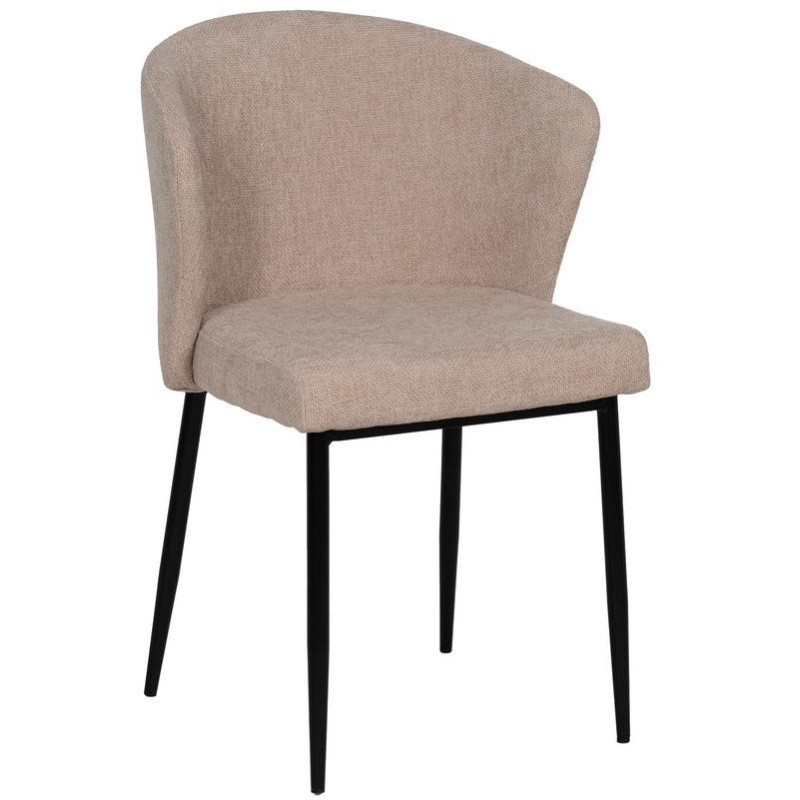 Chaise moderne chic en Tissu Beige Métal Noir Tanoya (Lot de 2) - 1