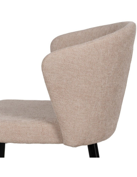 Chaise moderne chic en Tissu Beige Métal Noir Tanoya (Lot de 2) - 6