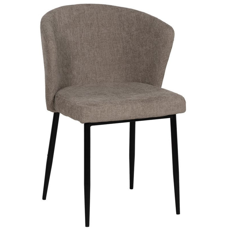 Chaise moderne chic en Tissu Taupe Métal Noir Tanoya (Lot de 2) - 1