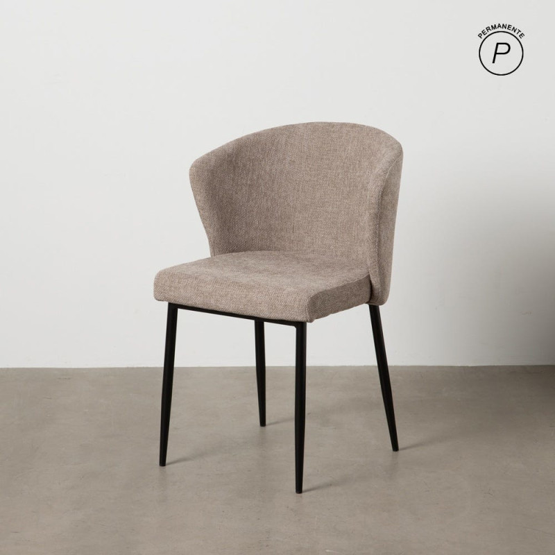 Chaise moderne chic en Tissu Taupe Métal Noir Tanoya (Lot de 2) - 2