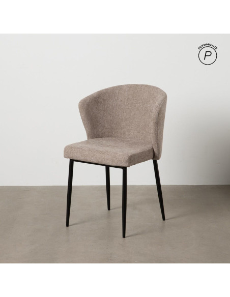 Chaise moderne chic en Tissu Taupe Métal Noir Tanoya (Lot de 2) - 2