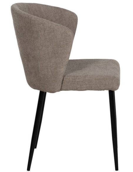 Chaise moderne chic en Tissu Taupe Métal Noir Tanoya (Lot de 2) - 3