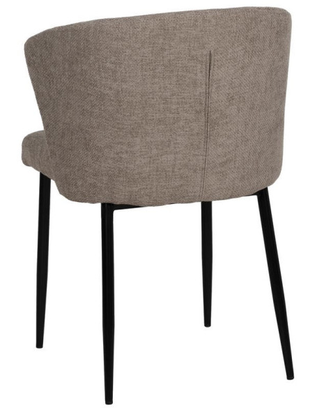 Chaise moderne chic en Tissu Taupe Métal Noir Tanoya (Lot de 2) - 4