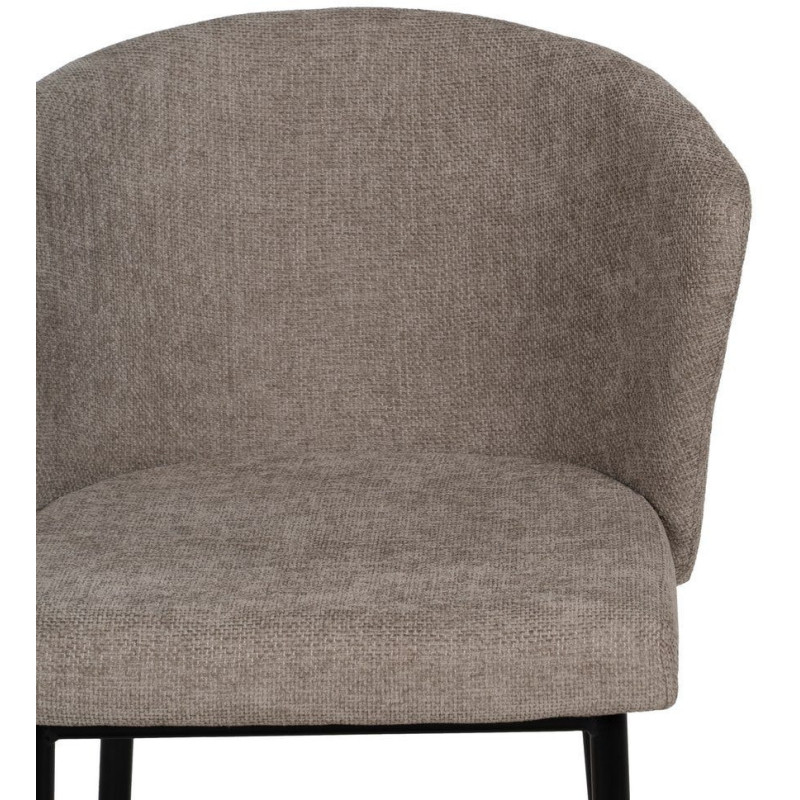 Chaise moderne chic en Tissu Taupe Métal Noir Tanoya (Lot de 2) - 5